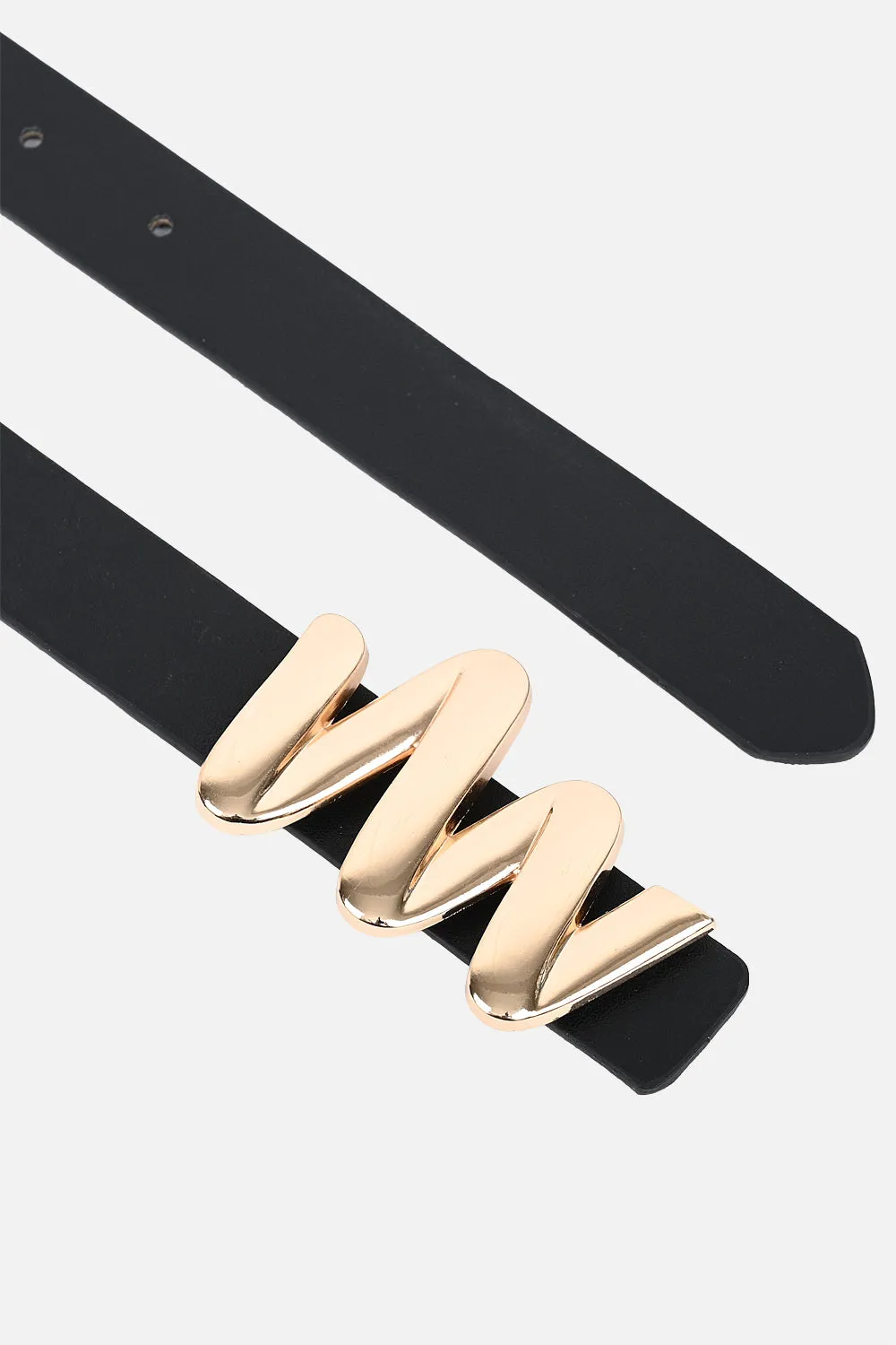 Waved Buckle Thin Belt