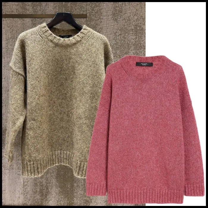 Weekend Max Mara  |Wool Long Sleeves Plain V-neck & Crew neck