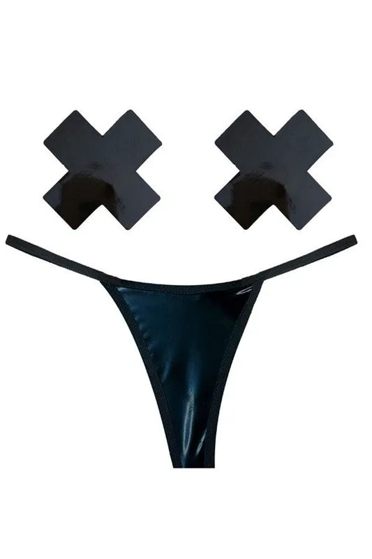 Wet Vinyl G-String Naughty Knix Pasties & Panties