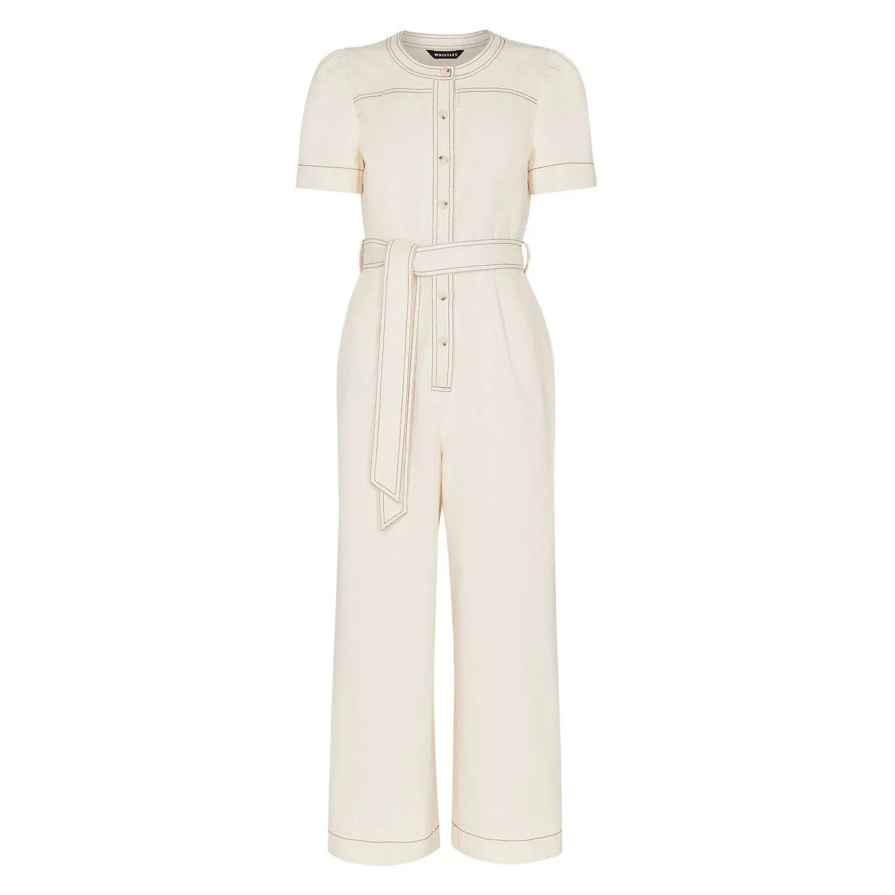 WHISTLES Alana Denim Jumpsuit - Cream