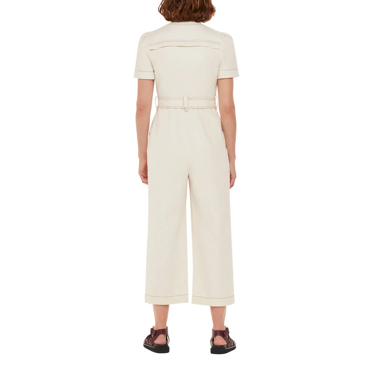 WHISTLES Alana Denim Jumpsuit - Cream