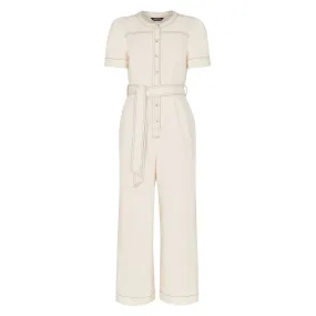 WHISTLES Alana Denim Jumpsuit - Cream