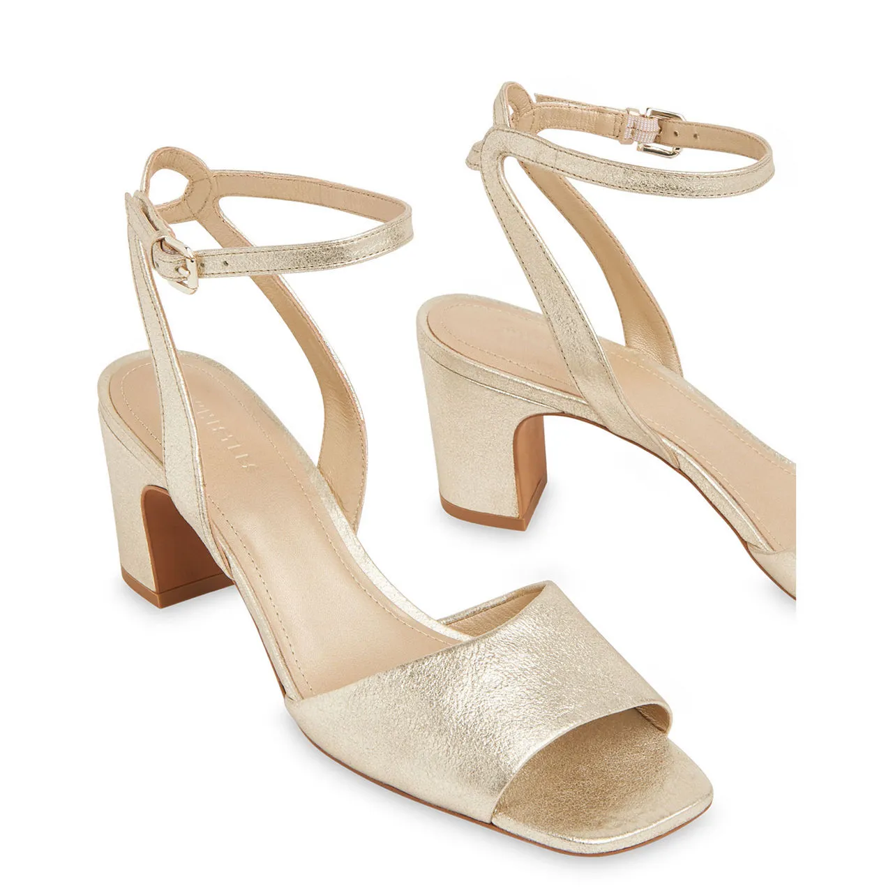 WHISTLES Emerson Metallic Block Heels - Gold