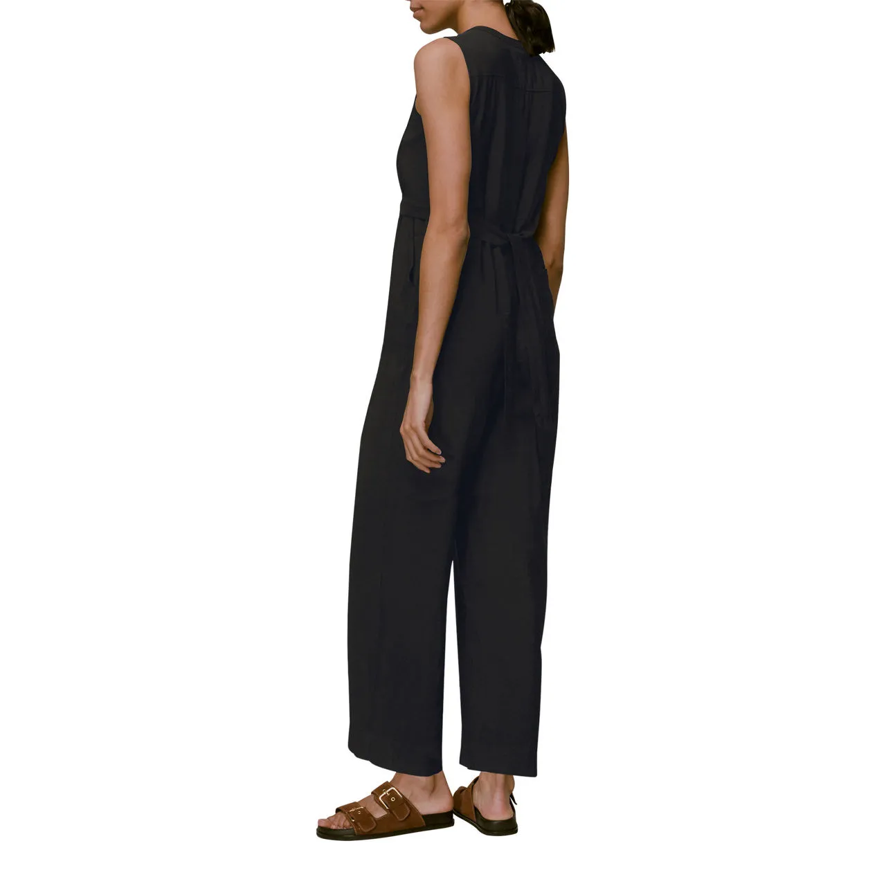 WHISTLES Josie Zip Front Jumpsuit - Black