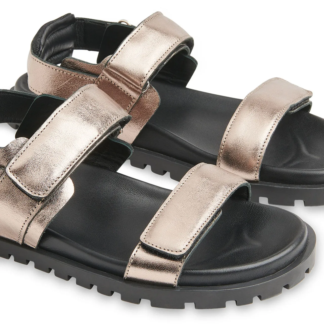 WHISTLES Ria Sporty Flat Sandals - Metallic