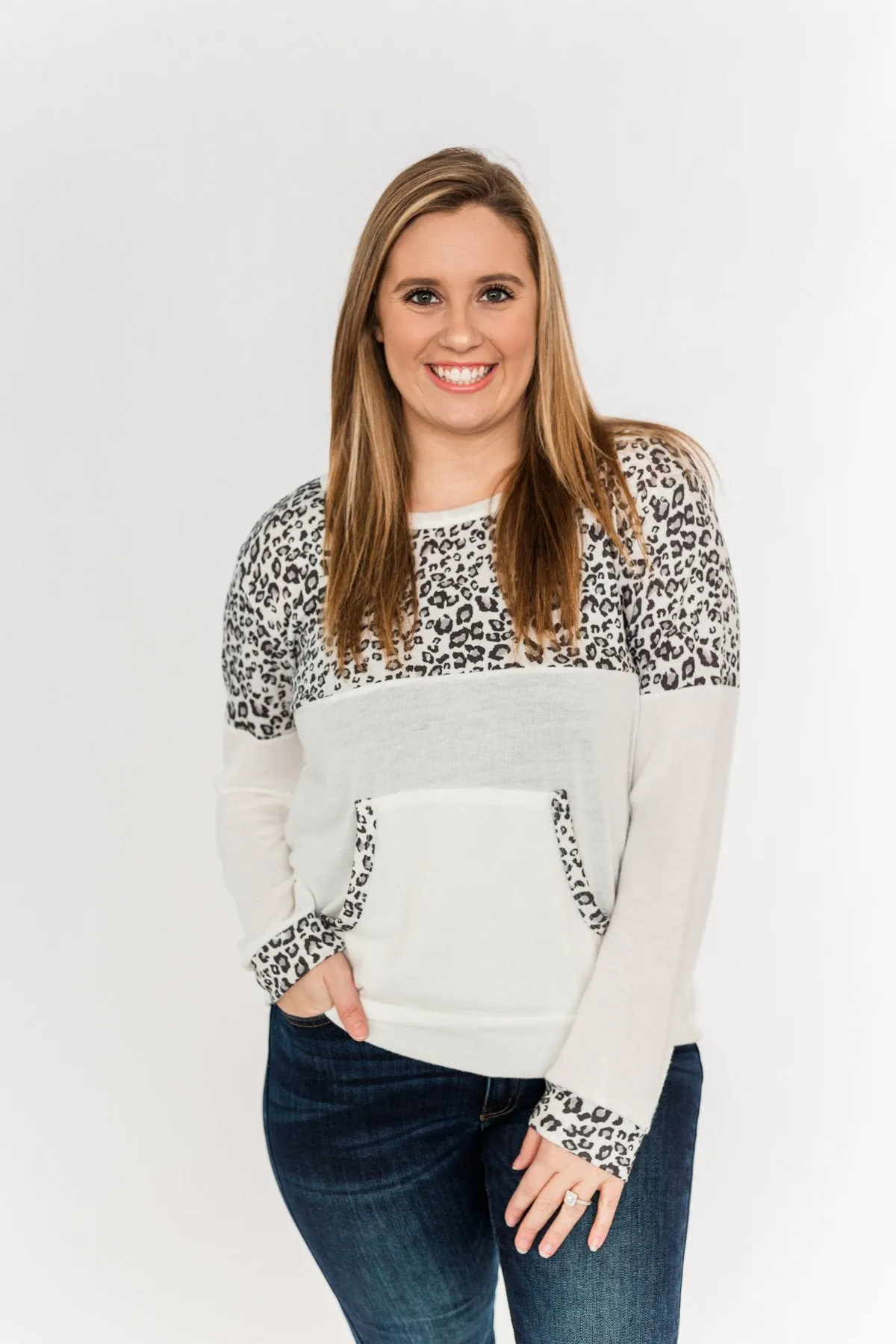 Wishing For More Color Block Pullover Top- Ivory & Grey