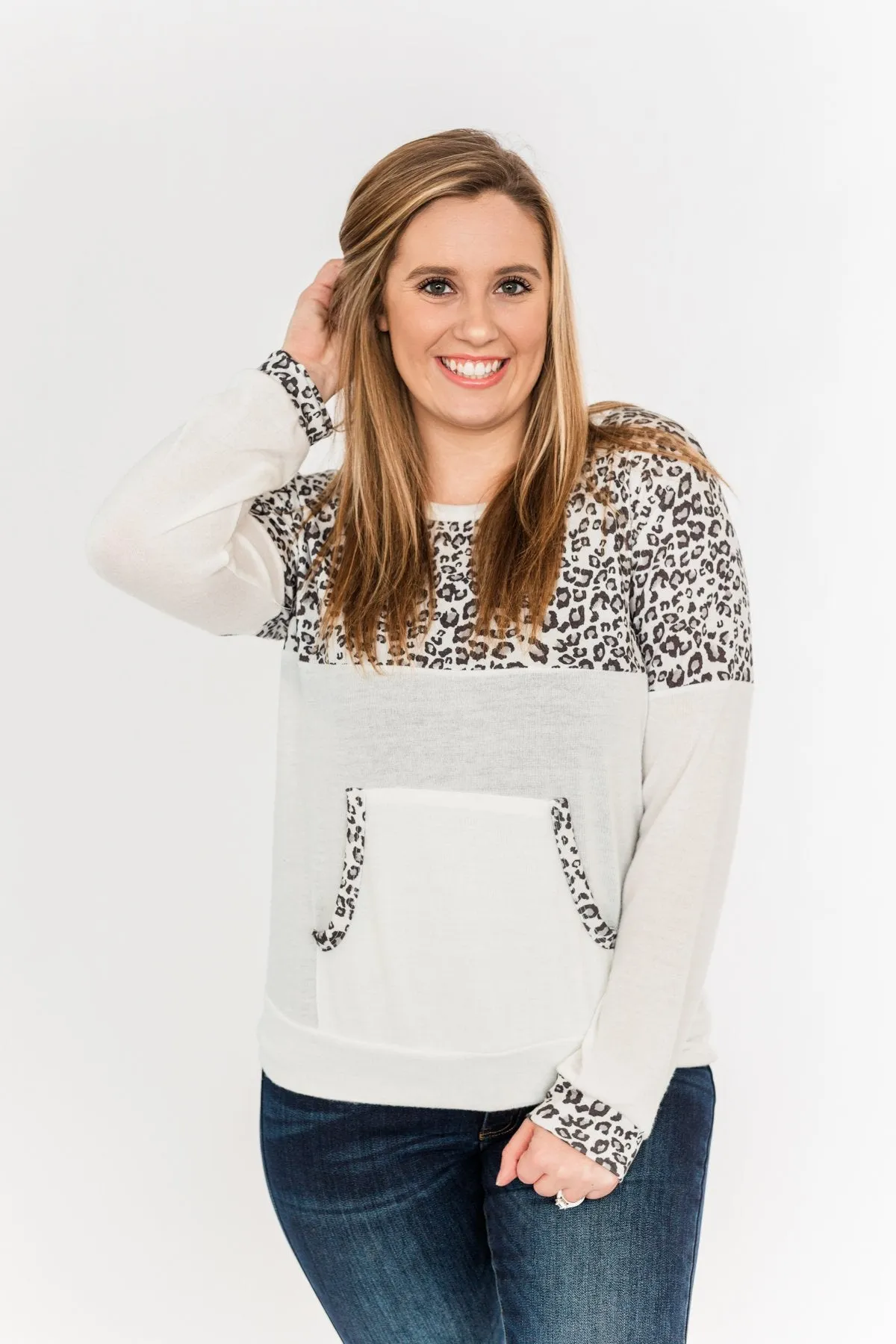 Wishing For More Color Block Pullover Top- Ivory & Grey