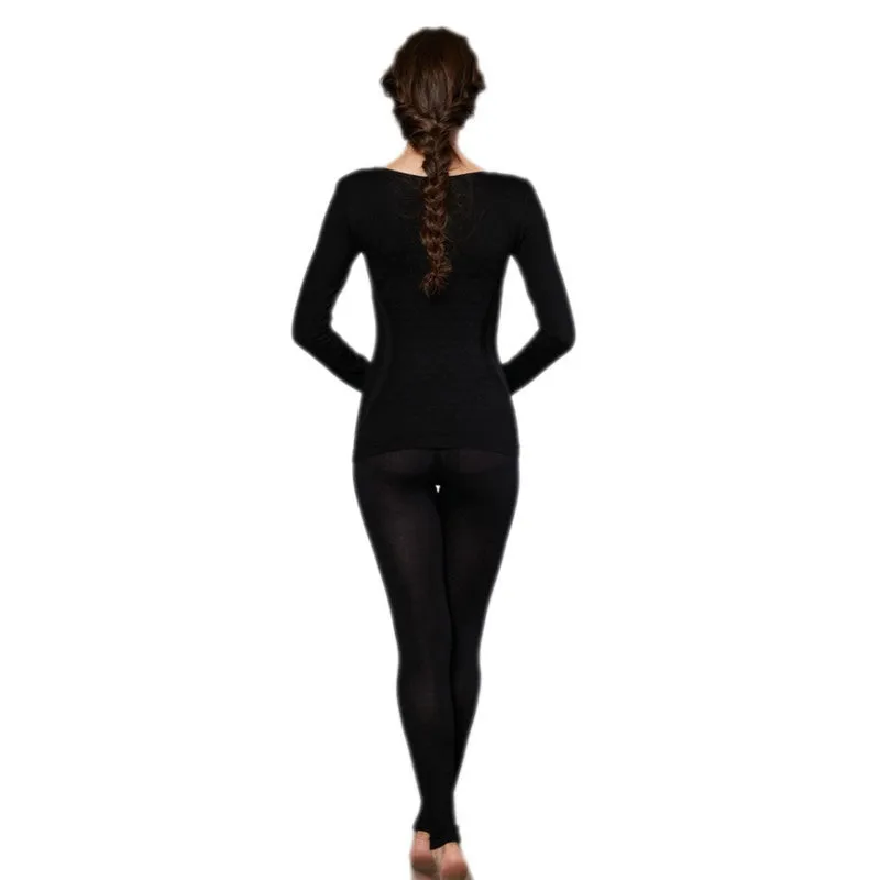 Women Lace V Neck Thermal Underwear Set Top and Pants Long Johns Sets Pajamas Sleepwear SM6