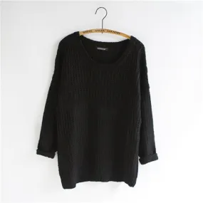 Women Warm Casual Round Neck Long Sleeve Knitted Sweater Loose Knitwear Pullovers SM6