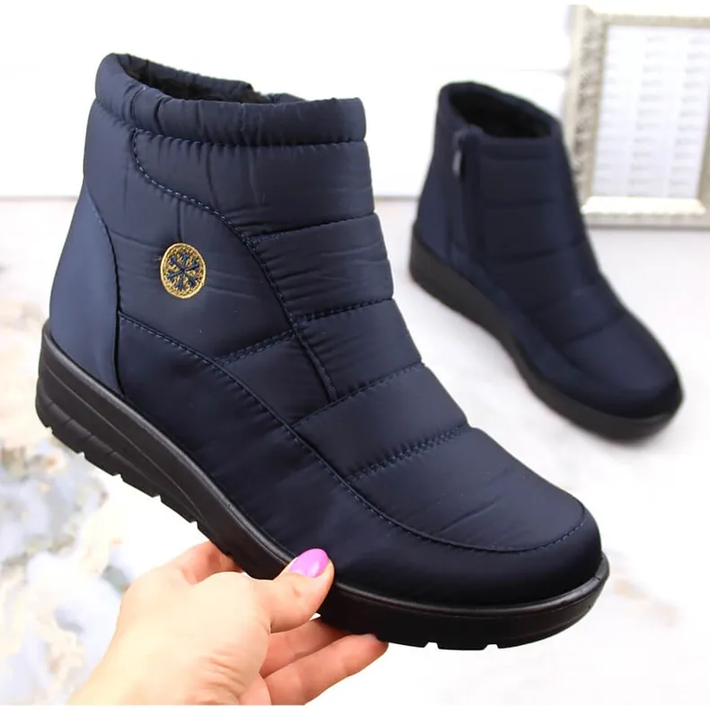 Women's snow boots on the wedge navy blue News 5029