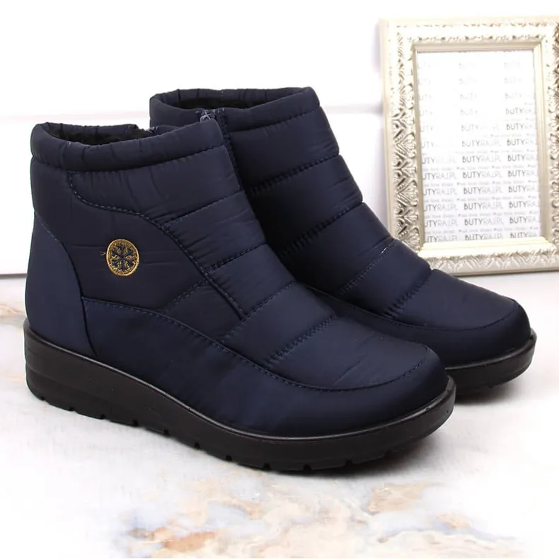 Women's snow boots on the wedge navy blue News 5029