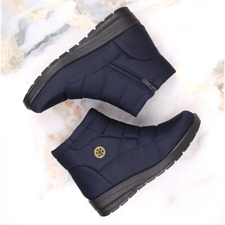 Women's snow boots on the wedge navy blue News 5029