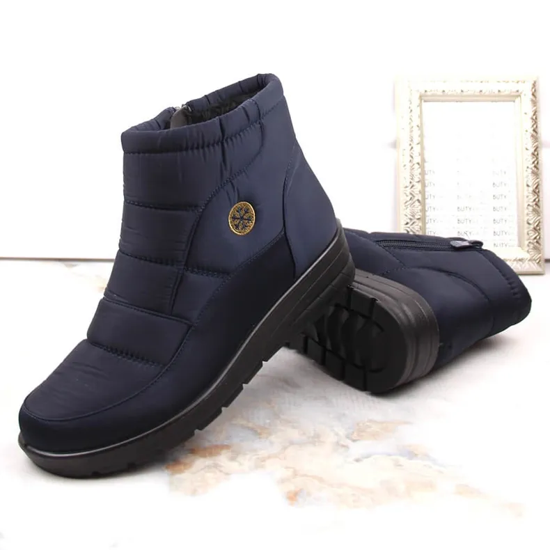 Women's snow boots on the wedge navy blue News 5029