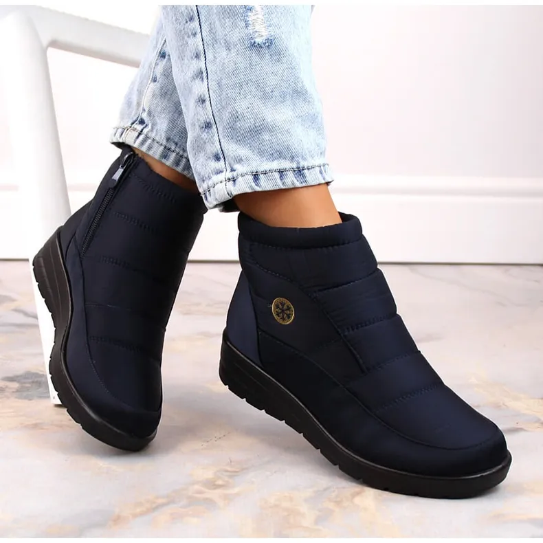 Women's snow boots on the wedge navy blue News 5029