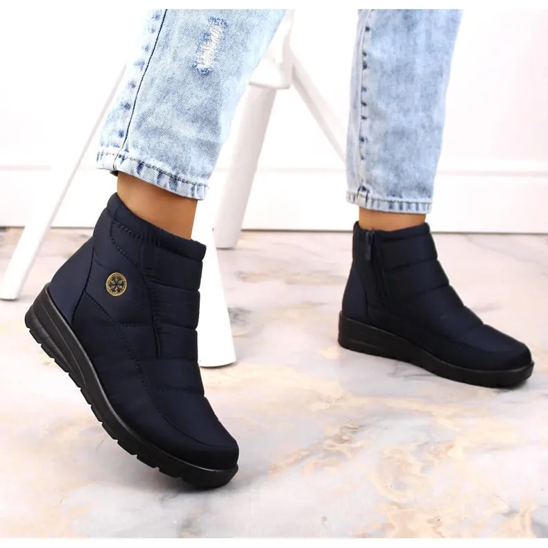 Women's snow boots on the wedge navy blue News 5029