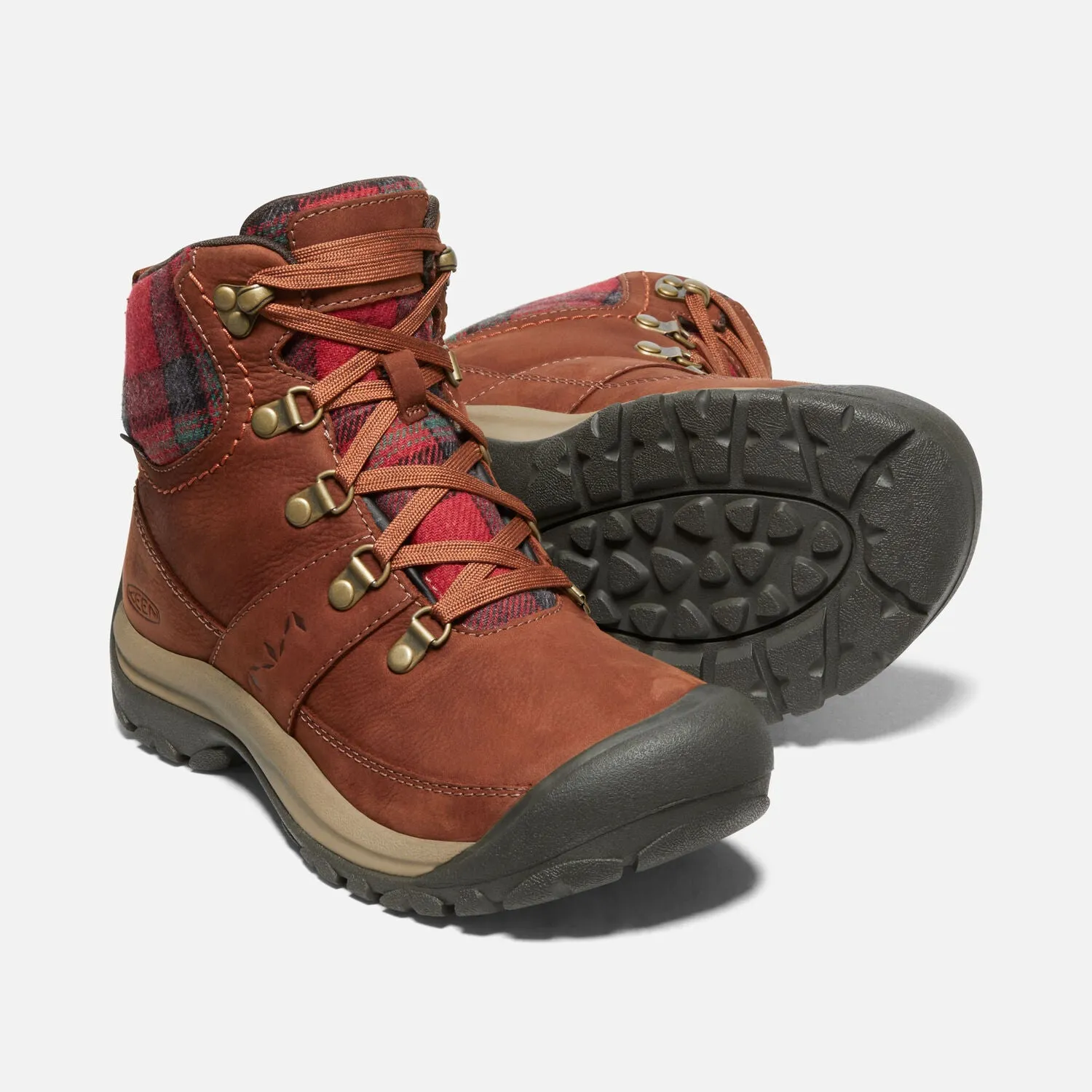 Women's Keen Kaci III Winter Waterproof Boot Color: Tortoise Shell/Red Plaid