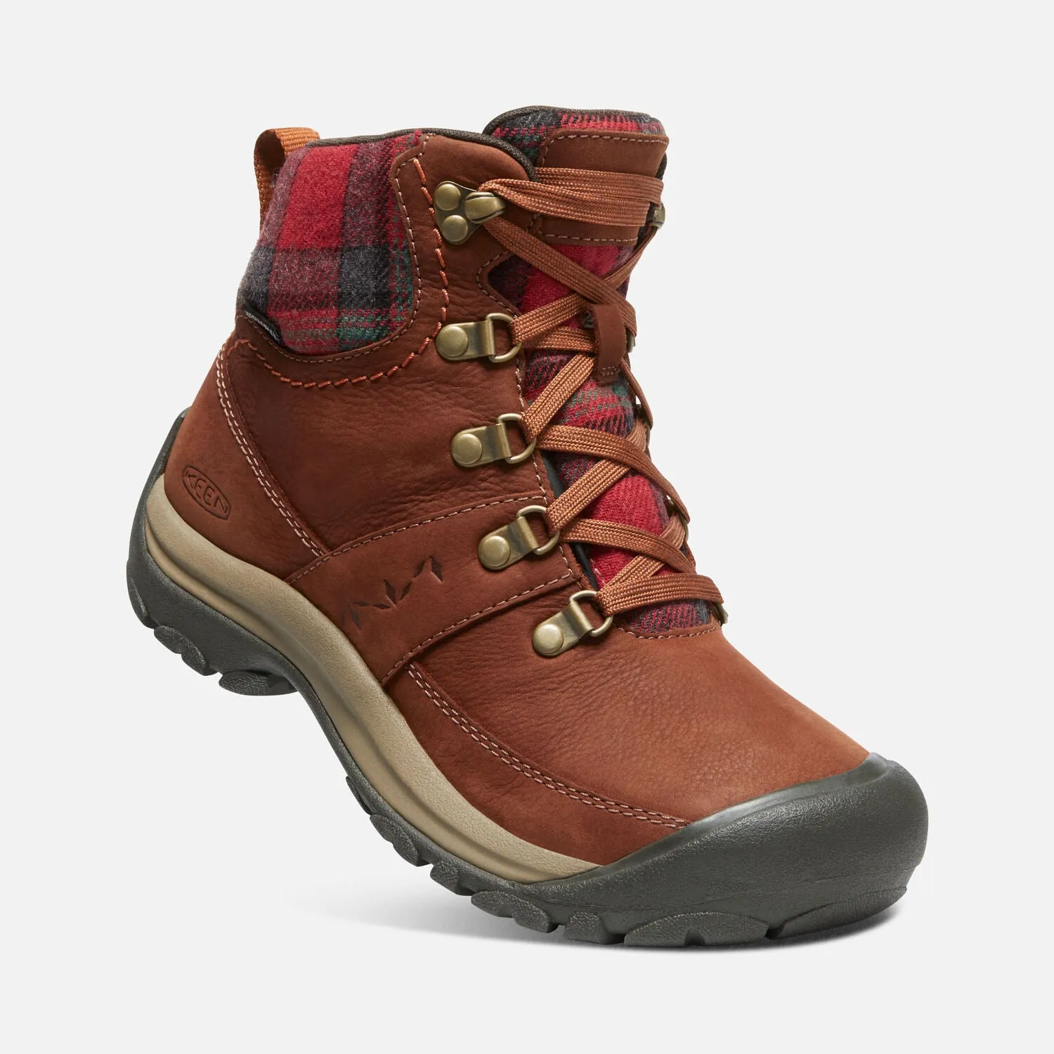 Women's Keen Kaci III Winter Waterproof Boot Color: Tortoise Shell/Red Plaid