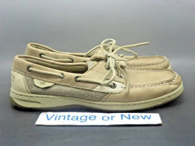 Women's sperry top sider bluefish 2-eye tan beige boat shoes sz 9.5 m