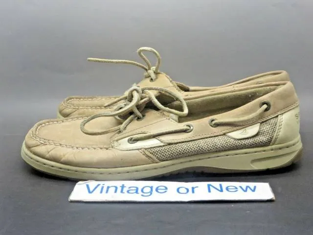 Women's sperry top sider bluefish 2-eye tan beige boat shoes sz 9.5 m