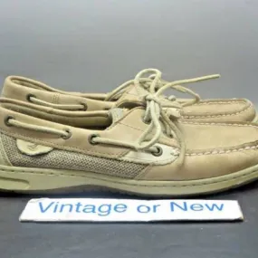 Women's sperry top sider bluefish 2-eye tan beige boat shoes sz 9.5 m