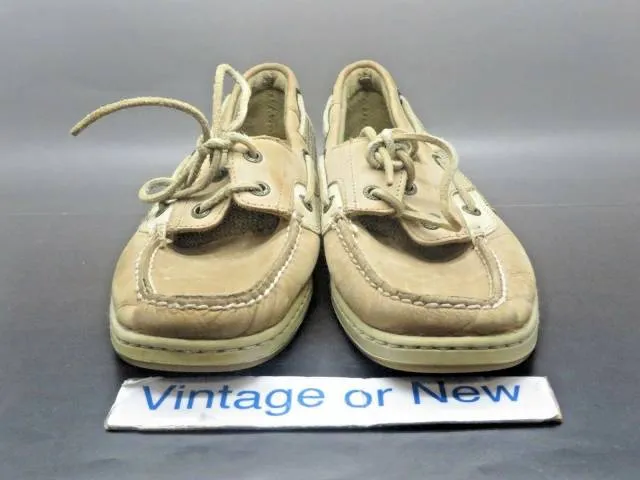 Women's sperry top sider bluefish 2-eye tan beige boat shoes sz 9.5 m