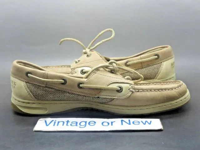 Women's sperry top sider bluefish 2-eye tan beige boat shoes sz 9.5 m