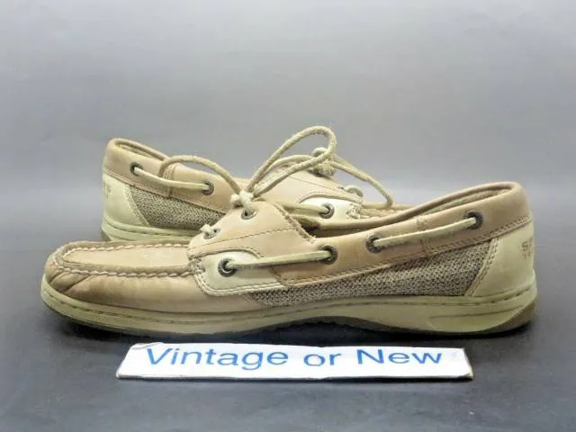 Women's sperry top sider bluefish 2-eye tan beige boat shoes sz 9.5 m