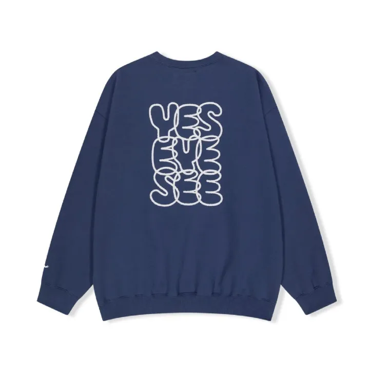 YESEYESEE  |U-Neck Long Sleeves Cotton Logo Sweatshirts