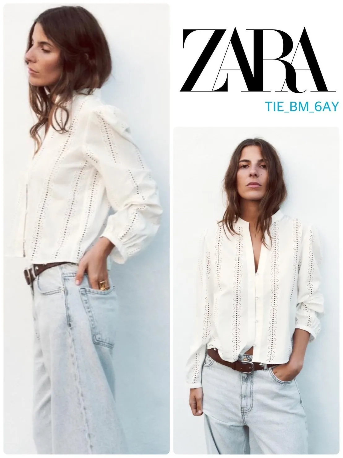 ZARA  |Casual Style Long Sleeves Cotton Shirts & Blouses