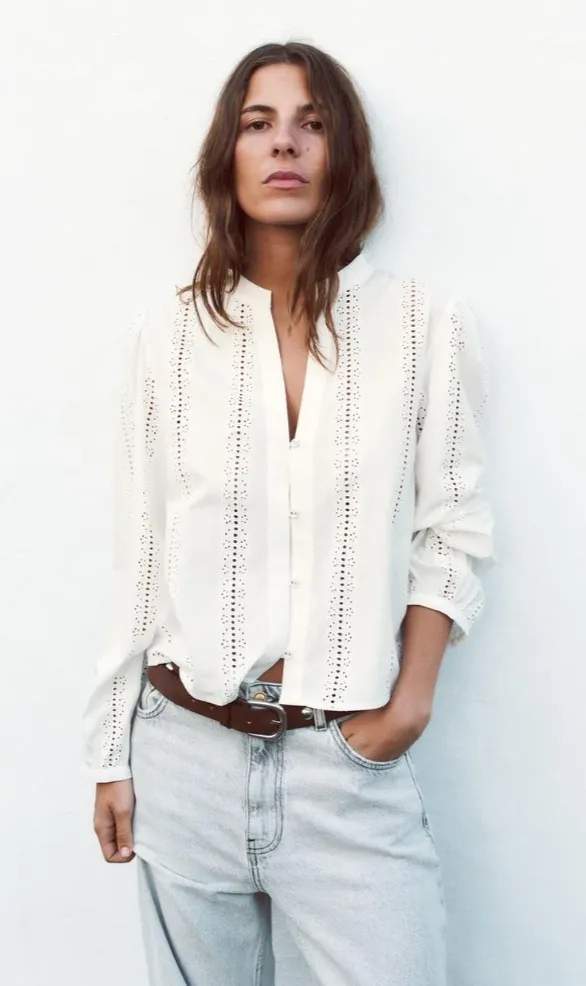 ZARA  |Casual Style Long Sleeves Cotton Shirts & Blouses