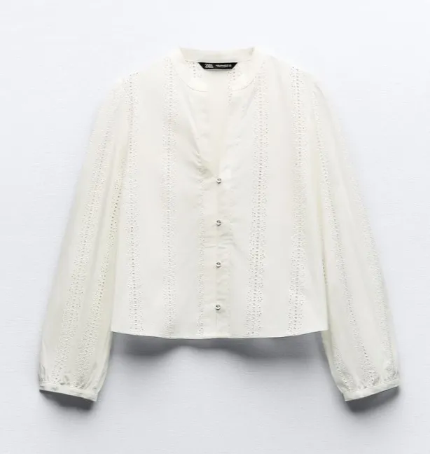 ZARA  |Casual Style Long Sleeves Cotton Shirts & Blouses