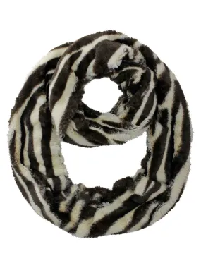 Zebra Stripe Faux Fur Circle Infinity Scarf